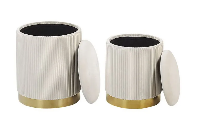 Trumelet Fodskammel med Opbevaring 2-pak - Hvid - Møbler - Stole & lænestole - Taburet & skammel - Puf - Puf med opbevaring