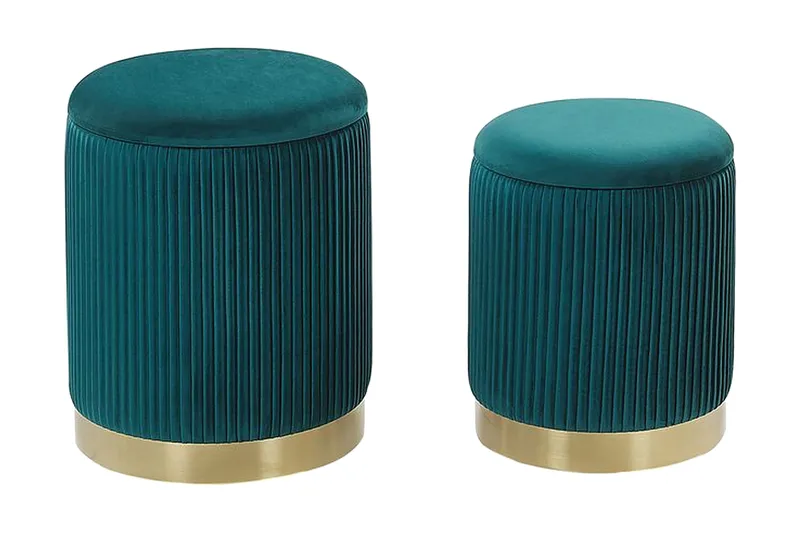 Trumelet Fodskammel med Opbevaring 2-pak, Blå