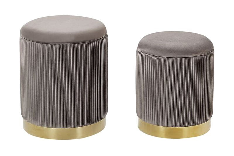 Trumelet Fodskammel med Opbevaring 2-pak, Grå