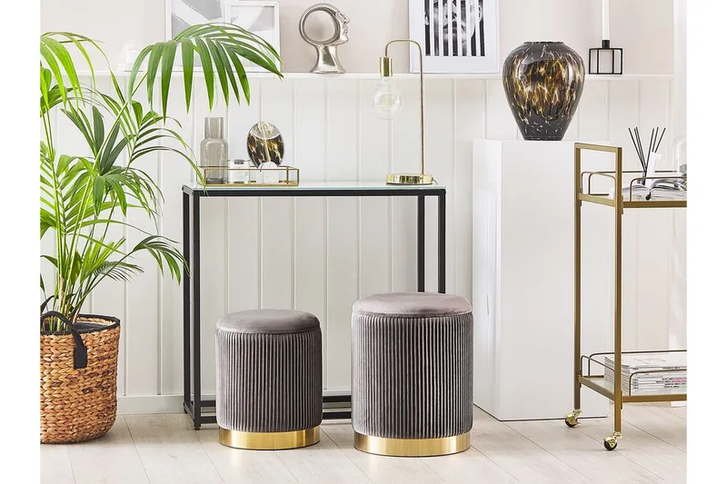 Trumelet Fodskammel med Opbevaring 2-pak - Grå - Møbler - Stole & lænestole - Taburet & skammel - Puf