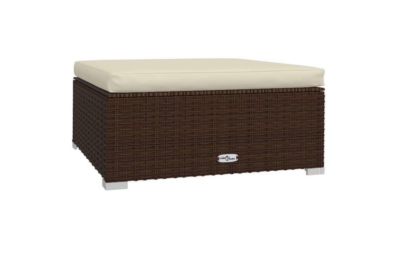 udendørs fodskammel med hynde 70x70x30 cm polyrattan brun - Brun - Møbler - Stole & lænestole - Taburet & skammel - Puf