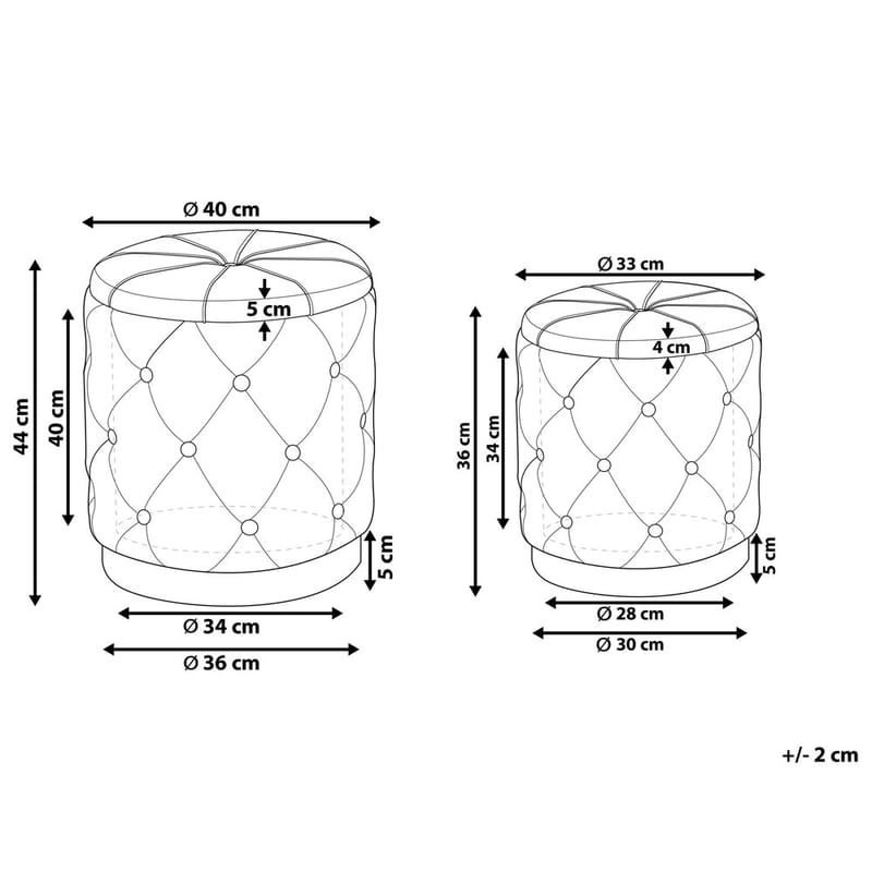 Puf Pueblo 2-pak - Taupe, Grå, Guld - Møbler - Stole & lænestole - Taburet & skammel - Ottoman