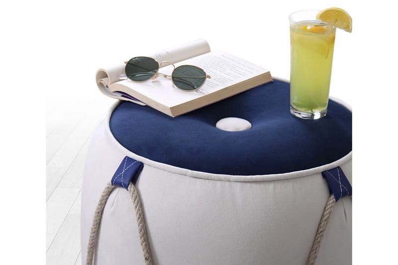 Redlands Siddepuf 42 cm - Hvid/Blå - Møbler - Stole & lænestole - Taburet & skammel - Ottoman