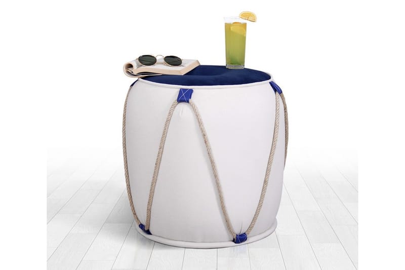 Redlands Siddepuf 42 cm - Hvid/Blå - Møbler - Stole & lænestole - Taburet & skammel - Ottoman