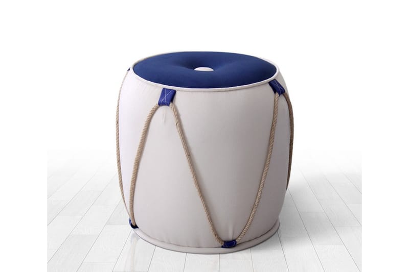 Redlands Siddepuf 42 cm - Hvid/Blå - Møbler - Stole & lænestole - Taburet & skammel - Ottoman