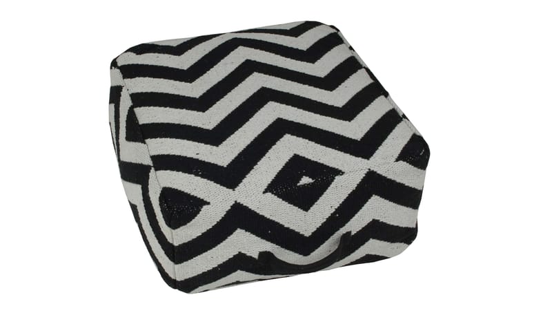 Revano puf med håndtag 50 cm - Sort/Hvid - Møbler - Stole & lænestole - Taburet & skammel - Ottoman