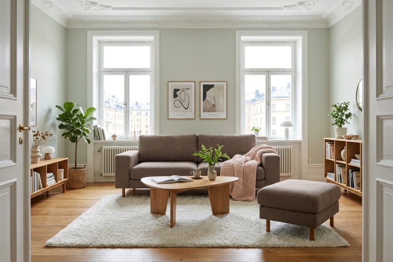 Scandi fodskammel i stof - Mørkebrun - Møbler - Stole & lænestole - Taburet & skammel - Puf
