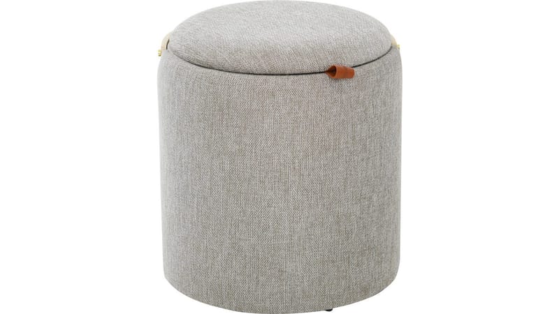 Serano puf med træhåndtag 40 cm rund, Grå