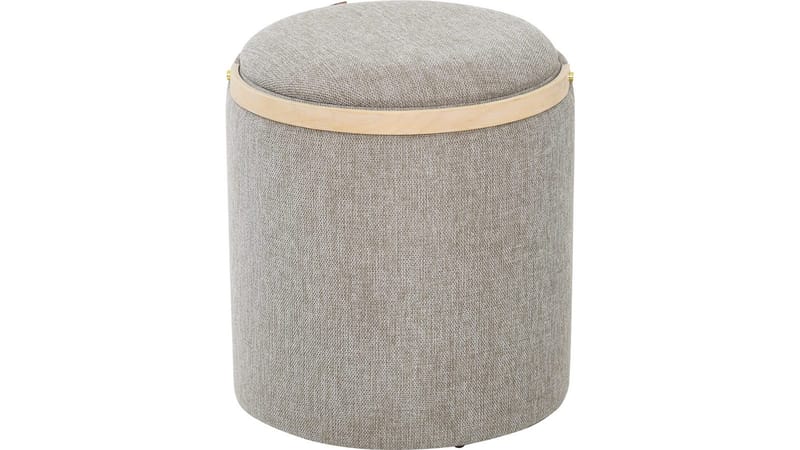 Serano puf med træhåndtag 40 cm rund - Grå - Møbler - Stole & lænestole - Taburet & skammel - Ottoman
