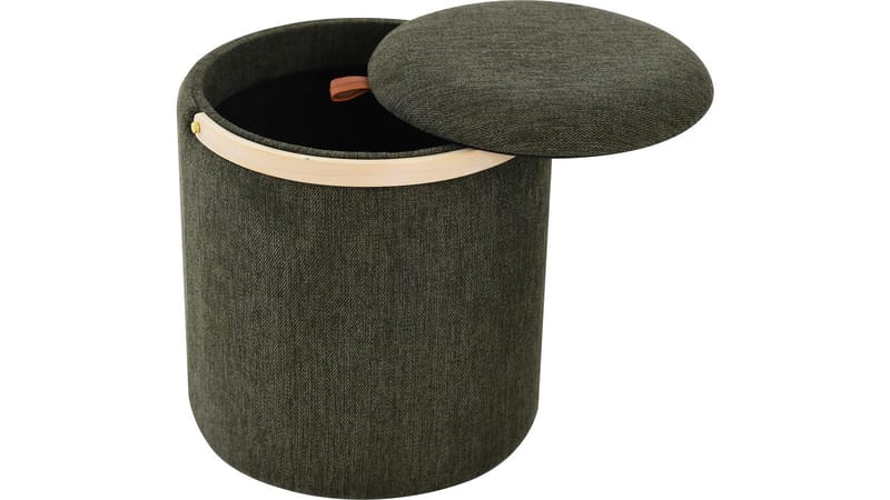 Serano puff med træhåndtag 40 cm rund - Grøn - Møbler - Stole & lænestole - Taburet & skammel - Ottoman