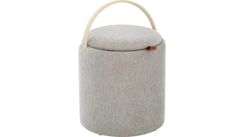 Serano puf med træhåndtag 40 cm rund - Grå - Møbler - Stole & lænestole - Taburet & skammel - Ottoman