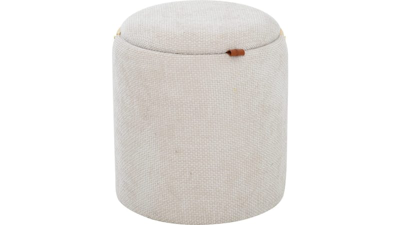 Serano puf med træhåndtag 40 cm rund, Beige