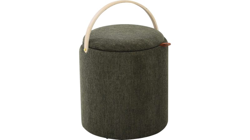 Serano puff med træhåndtag 40 cm rund - Grøn - Møbler - Stole & lænestole - Taburet & skammel - Ottoman