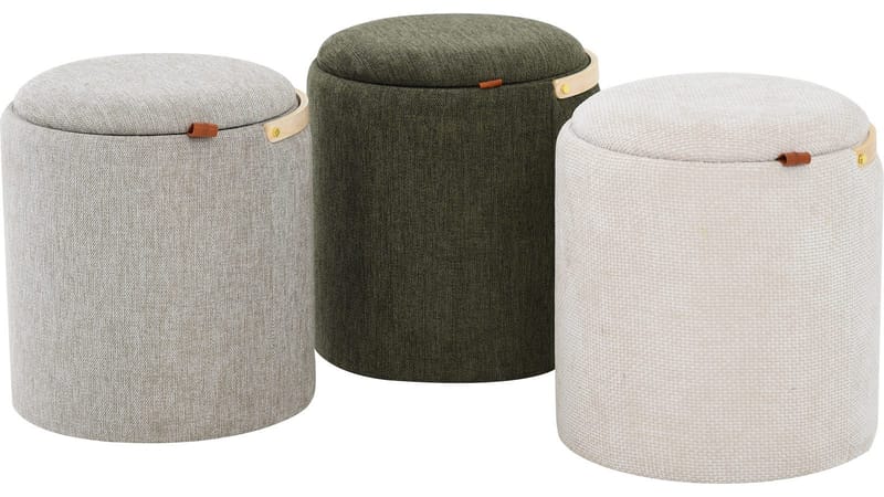 Serano puf med træhåndtag 40 cm rund - Grå - Møbler - Stole & lænestole - Taburet & skammel - Ottoman