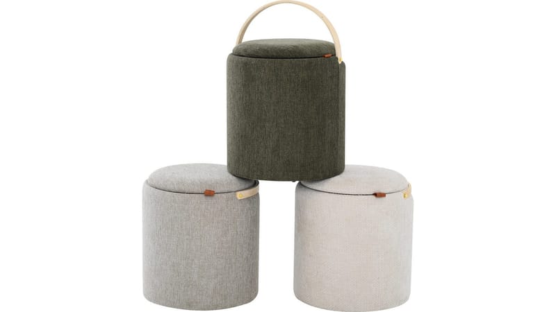 Serano puff med træhåndtag 40 cm rund - Grøn - Møbler - Stole & lænestole - Taburet & skammel - Ottoman
