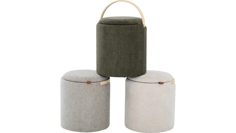 Serano puff med træhåndtag 40 cm rund - Grøn - Møbler - Stole & lænestole - Taburet & skammel - Ottoman