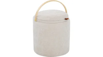 Serano puf med træhåndtag 40 cm rund - Beige - Møbler - Stole & lænestole - Taburet & skammel - Ottoman