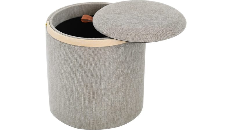 Serano puf med træhåndtag 40 cm rund - Grå - Møbler - Stole & lænestole - Taburet & skammel - Ottoman