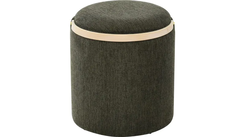 Serano puff med træhåndtag 40 cm rund - Grøn - Møbler - Stole & lænestole - Taburet & skammel - Ottoman