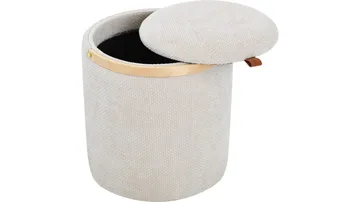 Serano puf med træhåndtag 40 cm rund - Beige - Møbler - Stole & lænestole - Taburet & skammel - Ottoman