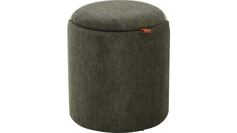 Serano puff med træhåndtag 40 cm rund, Grøn