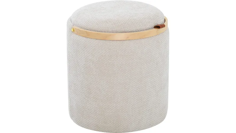 Serano puf med træhåndtag 40 cm rund - Beige - Møbler - Stole & lænestole - Taburet & skammel - Ottoman
