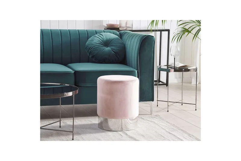 Siddeskammel Brigitte Rosa/Sølv - Rosa/Sølv - Møbler - Stole & lænestole - Taburet & skammel - Ottoman