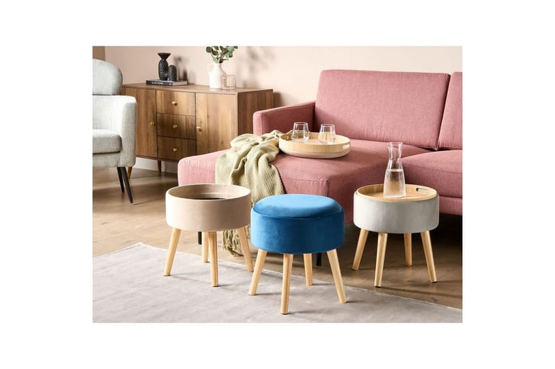 Skammel Neely Blå - Blå - Møbler - Stole & lænestole - Taburet & skammel - Puf