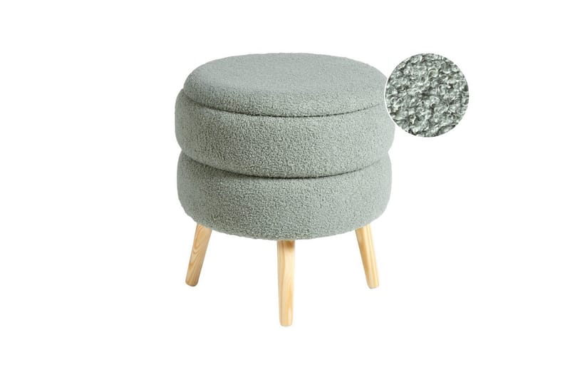 Skammel Okaton Grønt/lyst træ, Grønt/lyst træ