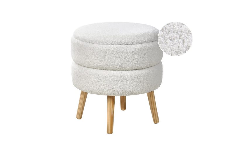 Skammel Okaton Hvid/lyst træ, Hvid/lyst træ