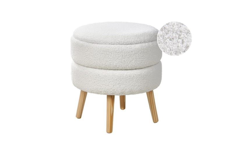 Skammel Okaton Hvid/lyst træ, Hvid/lyst træ