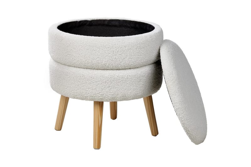 Skammel Okaton Hvid/lyst træ - Hvid/lyst træ - Møbler - Stole & lænestole - Taburet & skammel - Puf