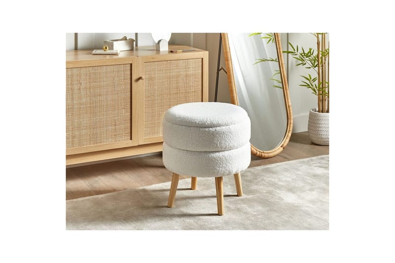 Skammel Okaton Hvid/lyst træ - Hvid/lyst træ - Møbler - Stole & lænestole - Taburet & skammel - Puf