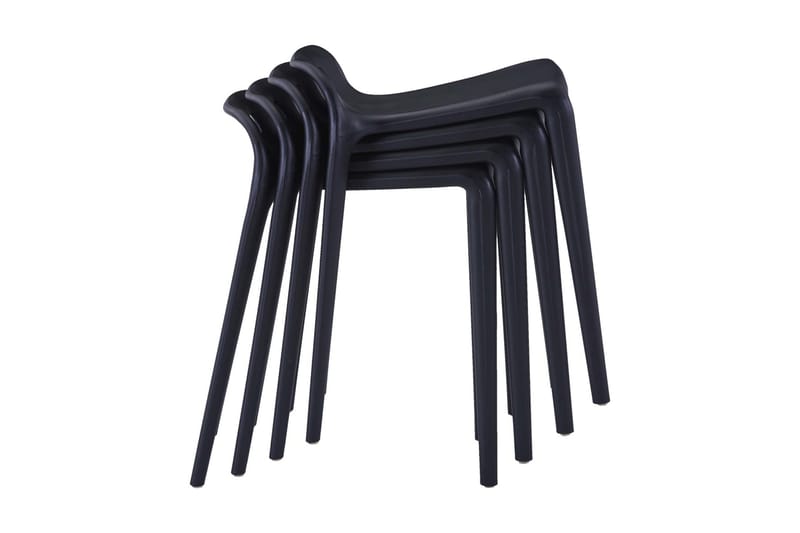 Stabelbare Taburetter 4 Stk. Plastik Sort - Sort - M�øbler - Stole & lænestole - Taburet & skammel