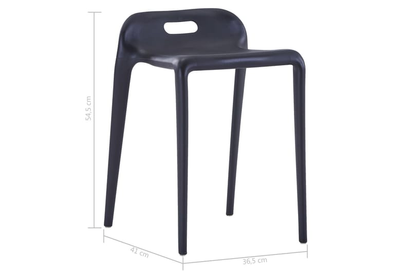 Stabelbare Taburetter 4 Stk. Plastik Sort - Sort - Møbler - Stole & lænestole - Taburet & skammel