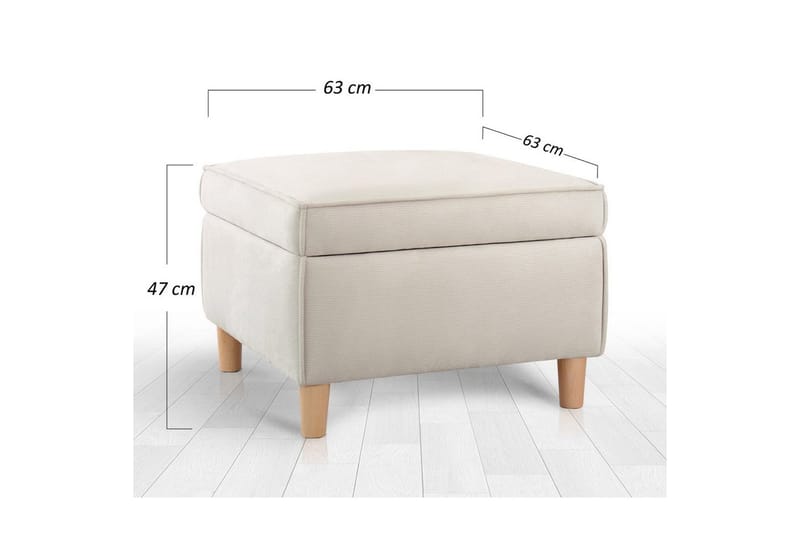 Sufian Fodskammel 63 cm - Cremevhid - Møbler - Stole & lænestole - Taburet & skammel - Puf