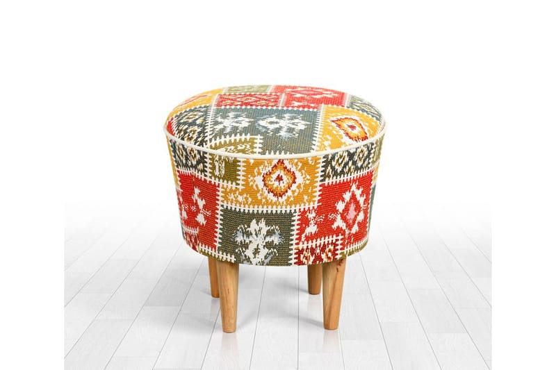 Sweetwater Siddepuf 42 cm, Beige/Rød