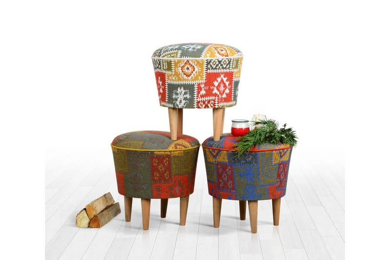 Sweetwater Siddepuf 42 cm - Beige/Rød - Møbler - Stole & lænestole - Taburet & skammel - Ottoman