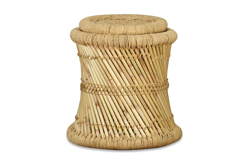 Taburetsæt 2 Dele Bambus Jute - Brun - Møbler - Stole & lænestole - Taburet & skammel