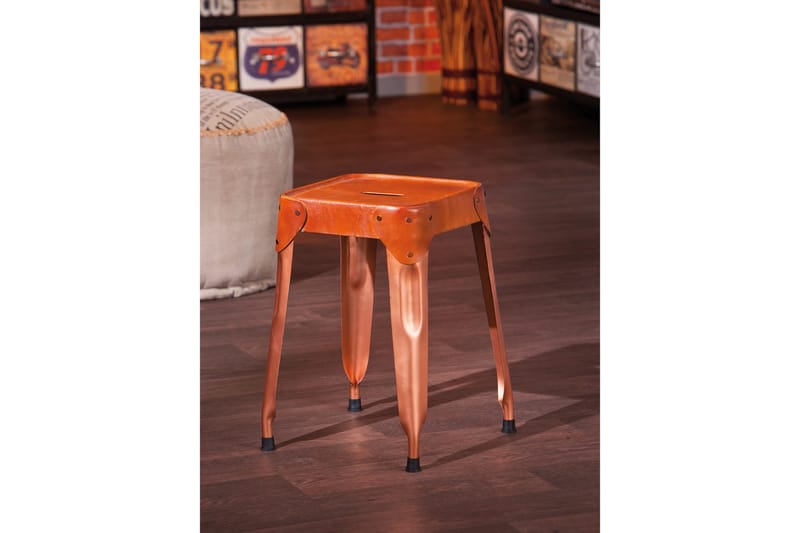 Torquilla Skammel 4-Pak - Kobber/Læder - Møbler - Stole & lænestole - Taburet & skammel