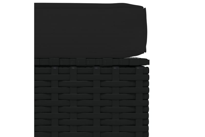 udendørs fodskammel med hynde 70x70x30 cm polyrattan sort - Sort - Puf