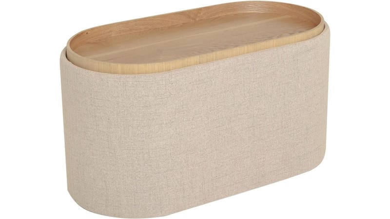 Velmira Puff 77 cm oval - Beige - Møbler - Stole & lænestole - Taburet & skammel - Ottoman - Ottoman & siddepuf med opbevaring