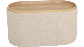 Velmira Puff 77 cm oval - Beige - Møbler - Stole & lænestole - Taburet & skammel - Ottoman - Ottoman & siddepuf med opbevaring