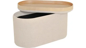 Velmira Puff 77 cm oval - Beige - Møbler - Stole & lænestole - Taburet & skammel - Ottoman - Ottoman & siddepuf med opbevaring