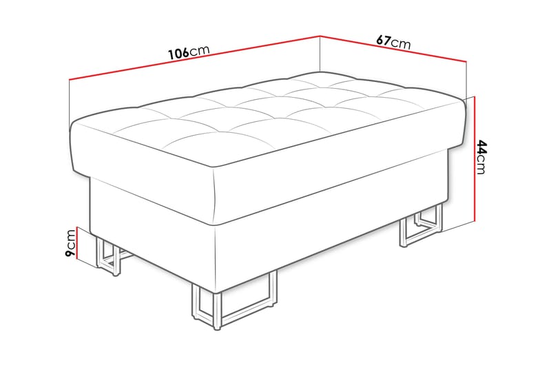 Warwick Fotpall 67 cm - Grå - Møbler - Stole & lænestole - Taburet & skammel - Puf
