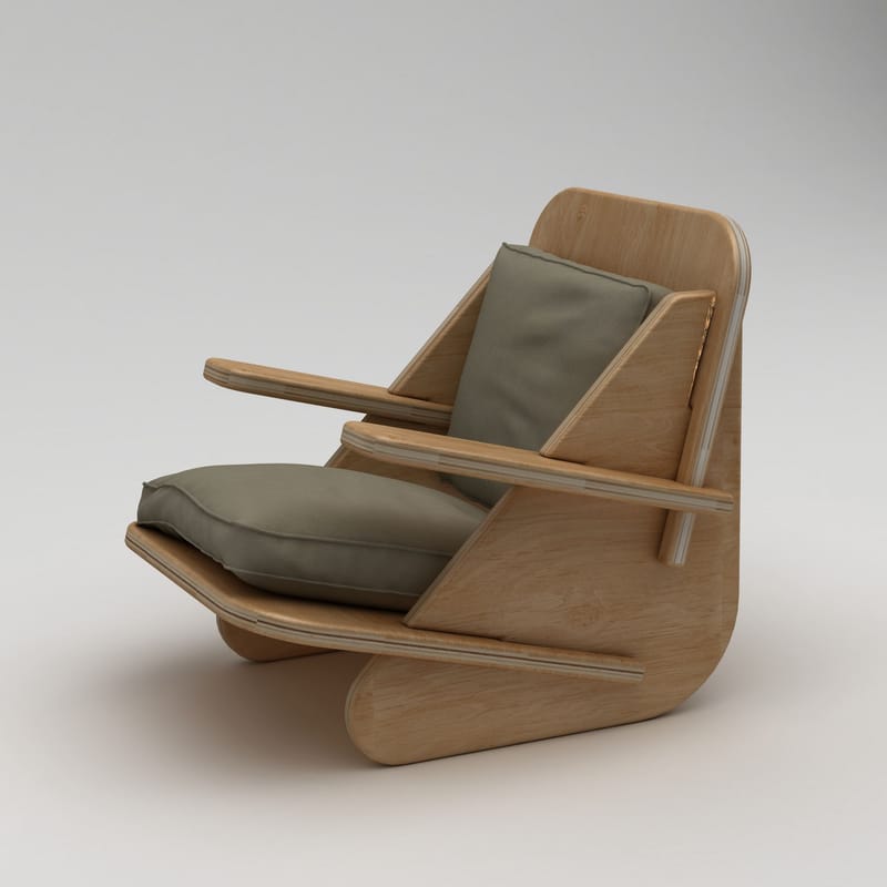 Vatira Øreklapstol - Naturtræ og khaki - Møbler - Stole & lænestole - Lænestole