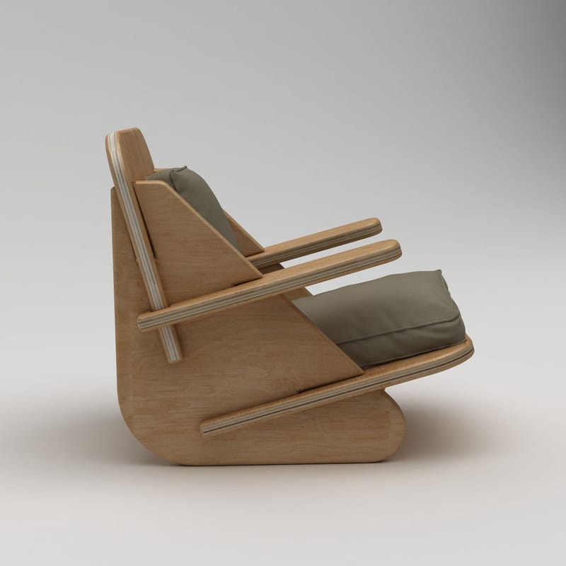 Vatira Øreklapstol - Naturtræ og khaki - Møbler - Stole & lænestole - Lænestole