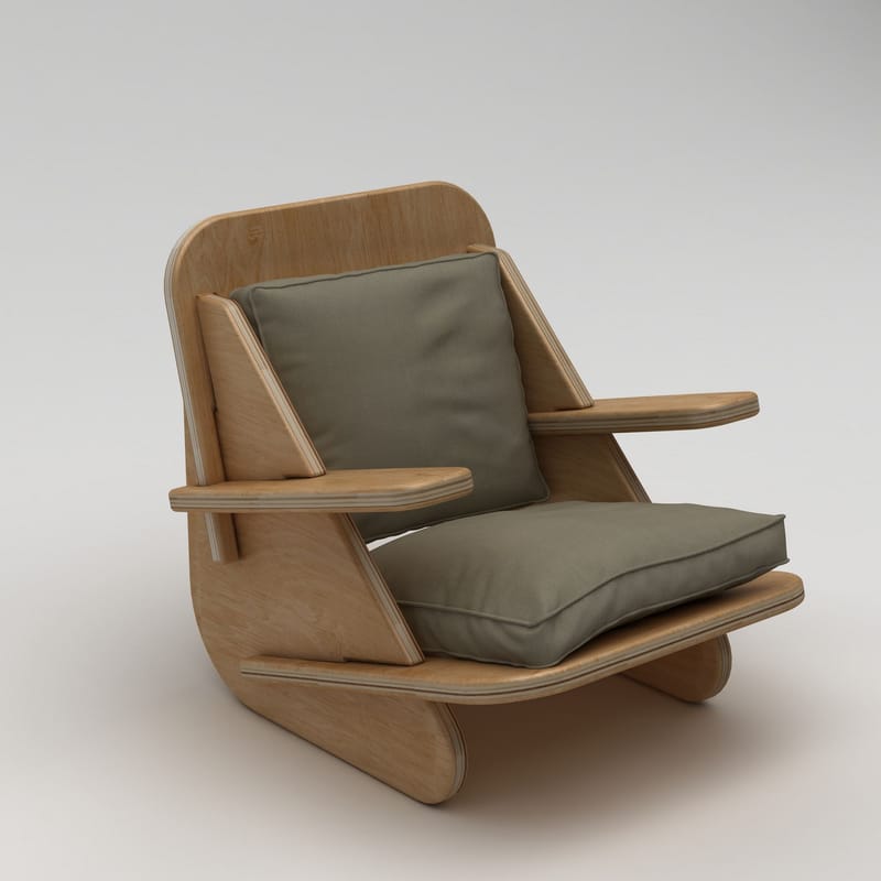 Vatira Øreklapstol - Naturtræ og khaki - Møbler - Stole & lænestole - Lænestole