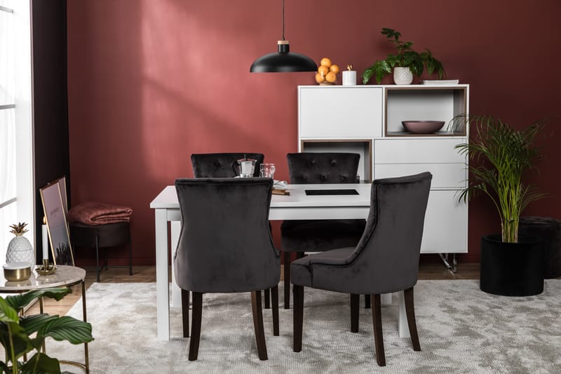 Viktoria Lænestol Velour - Grå/Mørkebrun - Spisebordsstole & køkkenstole