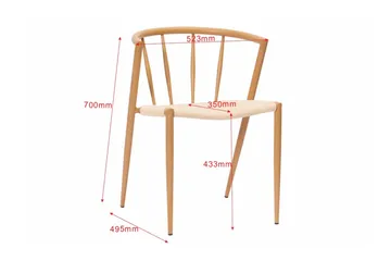 Winston Spisebordsstol & Køkkenstol med Rattanlook og Metalben med Egetræslook - Beige - Møbler - Stole & lænestole - Spisebordsstole & køkkenstole